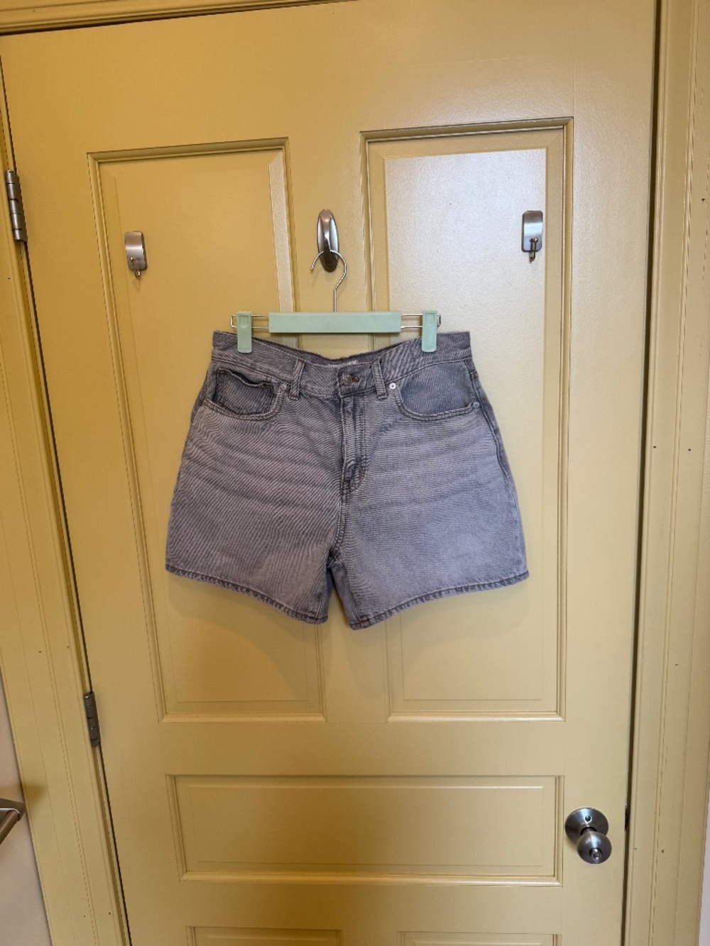 Madewell Grey High‑Rise Denim Shorts